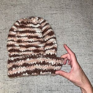 Hand made Brown Tie-Dye Cuffed Beanie
